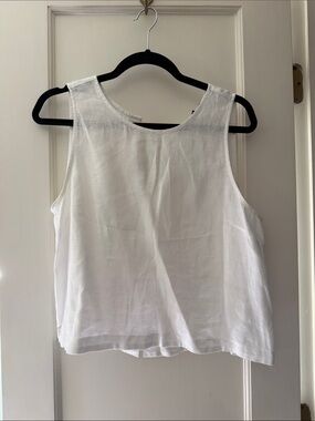 J. Crew White Linen Sleeveless Tank
